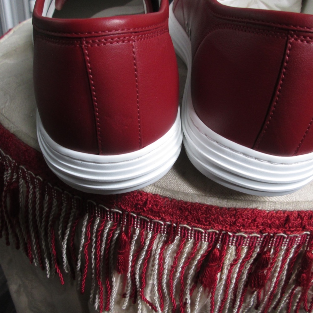 new GUCCI Trainer leather burgundy low cut shoes Sz US 12 - Picture 8 of 16
